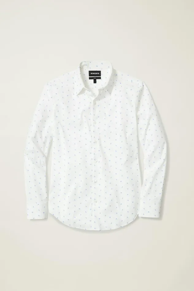 Men Tech Button Down Shirt Little Blue Biplanes Bonobos Casual Shirts