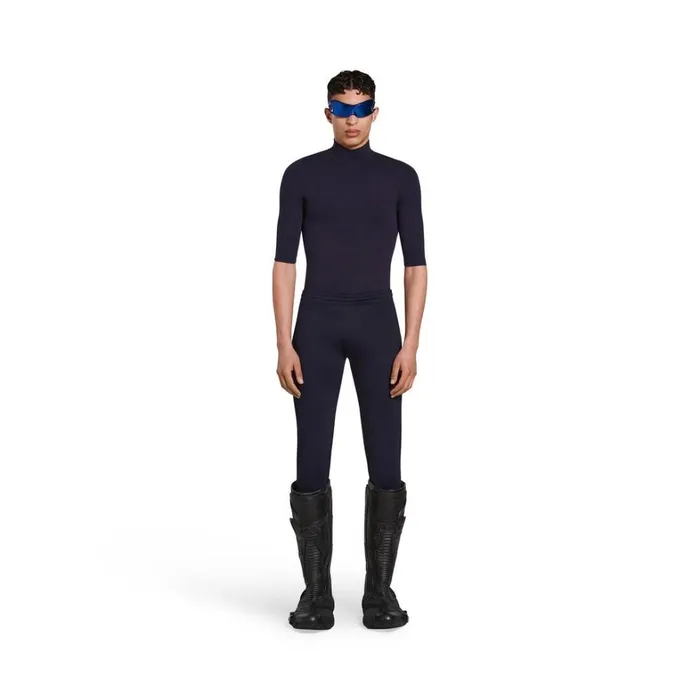 Men Tops and Shirts Balenciaga 3b Sports Icon Fitted Long Sleeve Turtleneck In Navy Blue Men Tops and Shirts Balenciaga 3b Sports Icon Fitted Long Sleeve Turtleneck In Navy Blue