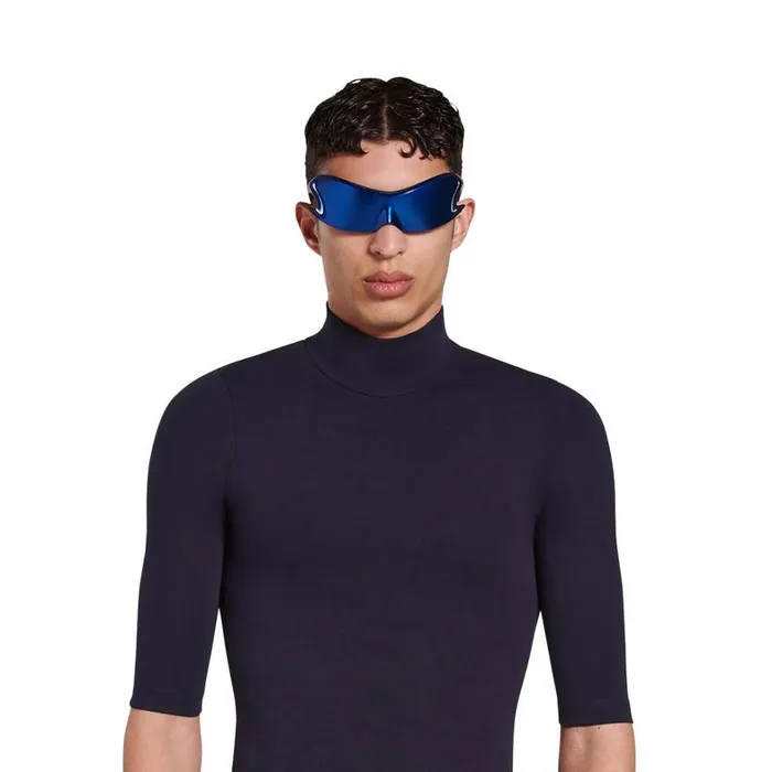 Men Tops and Shirts Balenciaga 3b Sports Icon Fitted Long Sleeve Turtleneck In Navy Blue