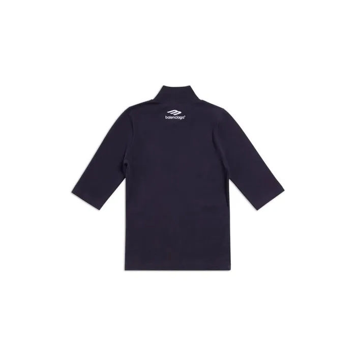 Men Tops and Shirts Balenciaga 3b Sports Icon Fitted Long Sleeve Turtleneck In Navy Blue