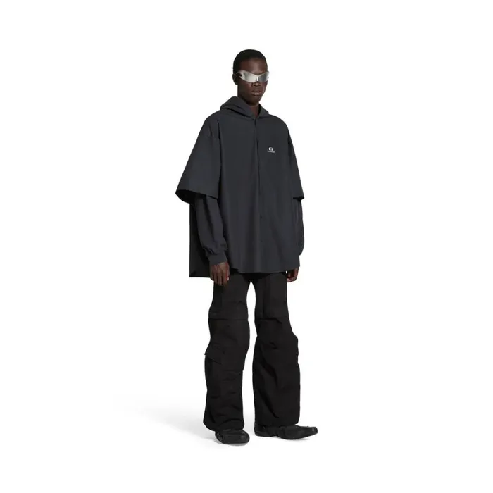Men Tops and Shirts Balenciaga Unity Sports Icon Patched Shirt Large Fit In Black Men Tops and Shirts Balenciaga Unity Sports Icon Patched Shirt Large Fit In Black