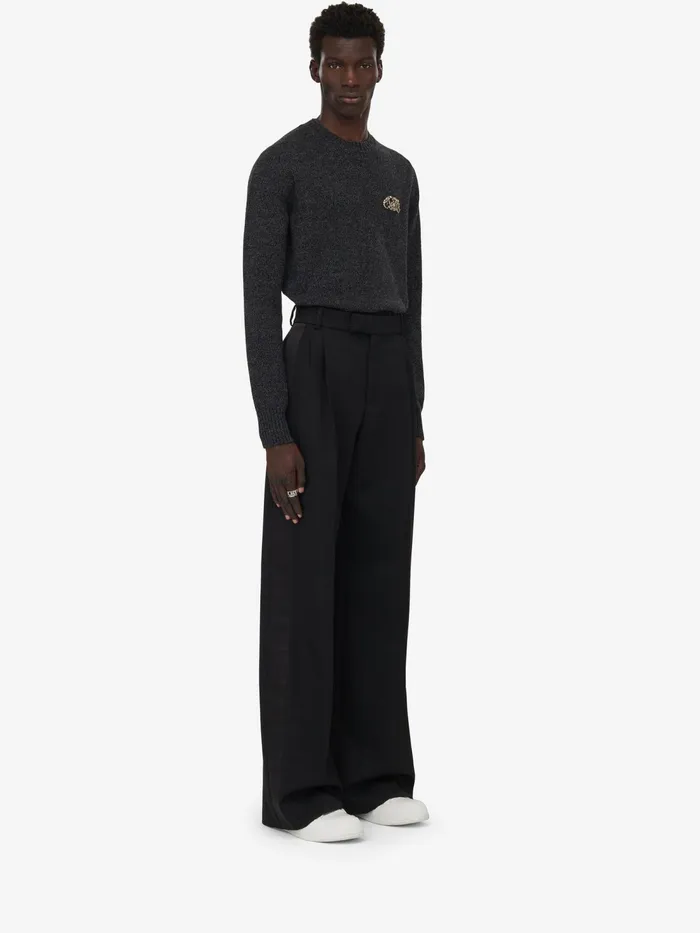 Men Trousers Alexander McQueen Pleated Baggy Trousers Black