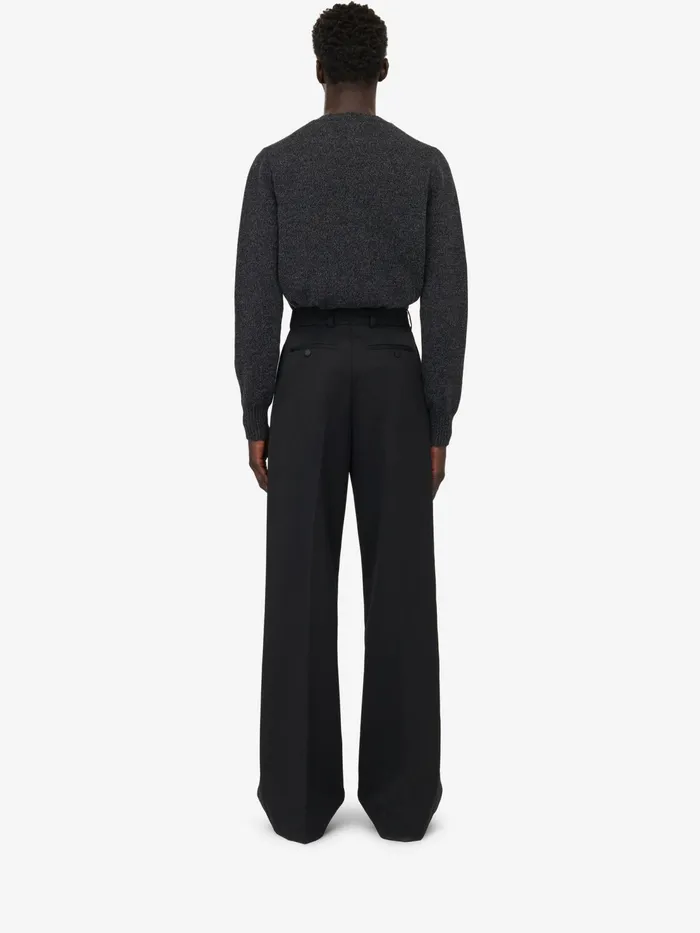 Men Trousers Alexander McQueen Pleated Baggy Trousers Black