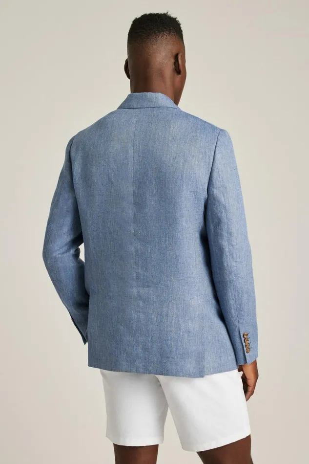 Men Unconstructed Italian Blazer Light Blue Herringbone Bonobos Blazers and Sport Coats