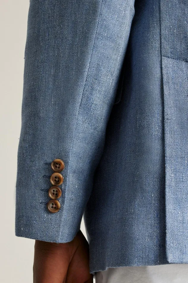 Men Unconstructed Italian Blazer Light Blue Herringbone Bonobos Blazers and Sport Coats