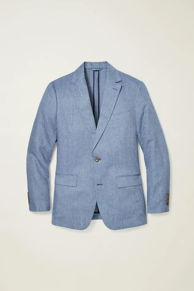 Men Unconstructed Italian Blazer Light Blue Herringbone Bonobos Blazers and Sport Coats