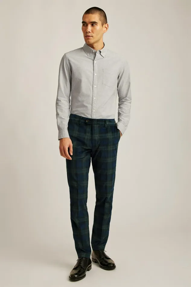 Men Velvet Trousers Blackwatch Plaid Bonobos Dress Pants