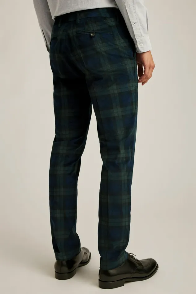 Men Velvet Trousers Blackwatch Plaid Bonobos Dress Pants