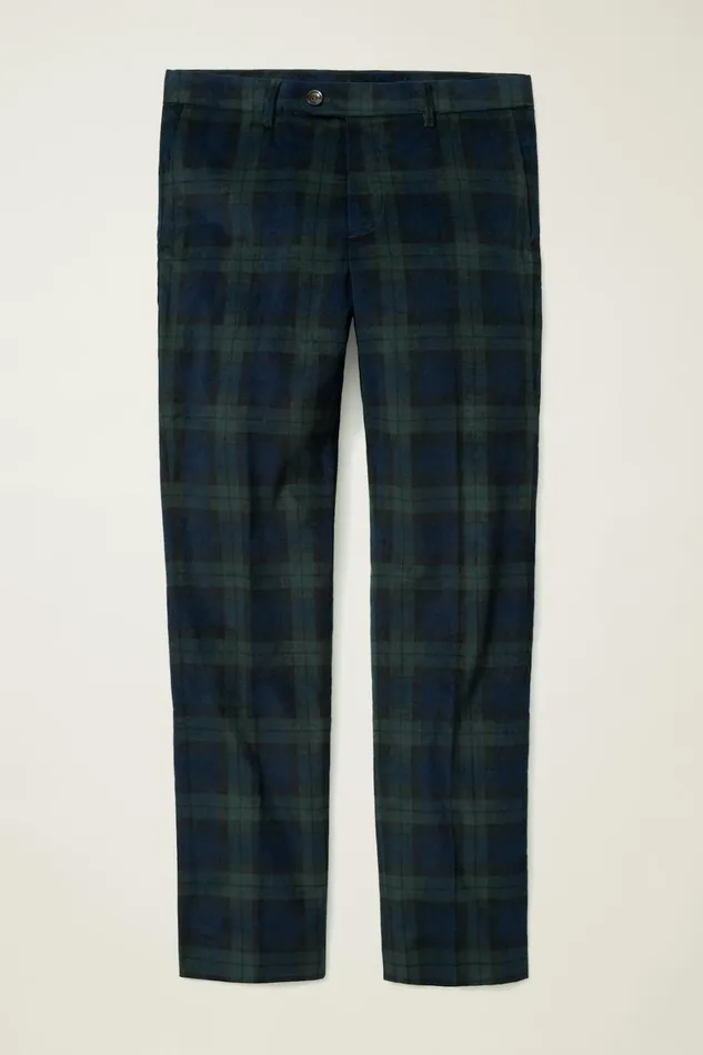 Men Velvet Trousers Blackwatch Plaid Bonobos Dress Pants