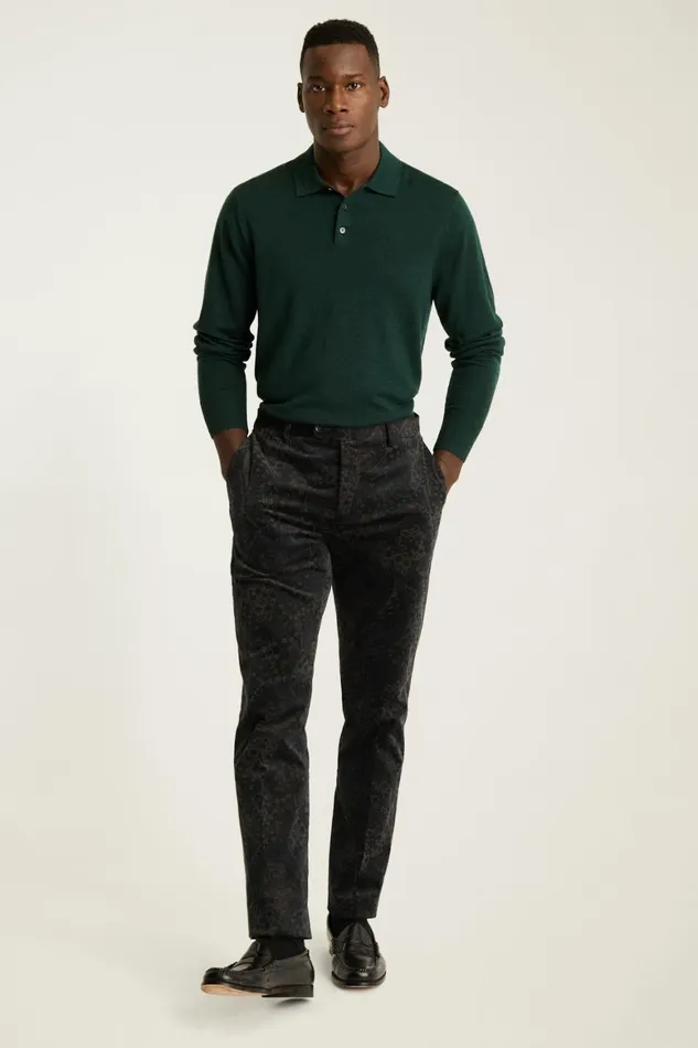 Men Velvet Trousers Navy Paisley Bonobos Dress Pants