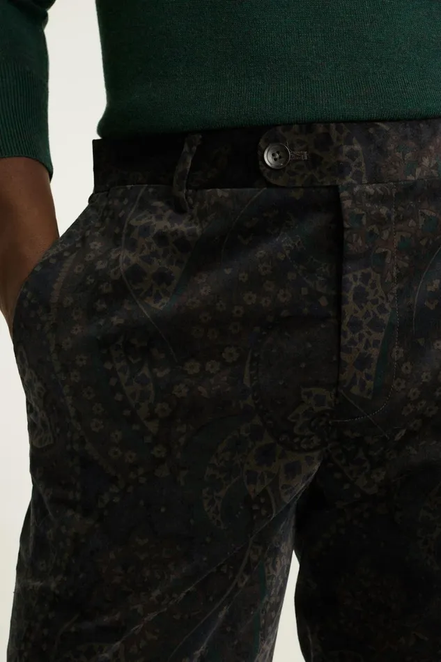 Men Velvet Trousers Navy Paisley Bonobos Dress Pants