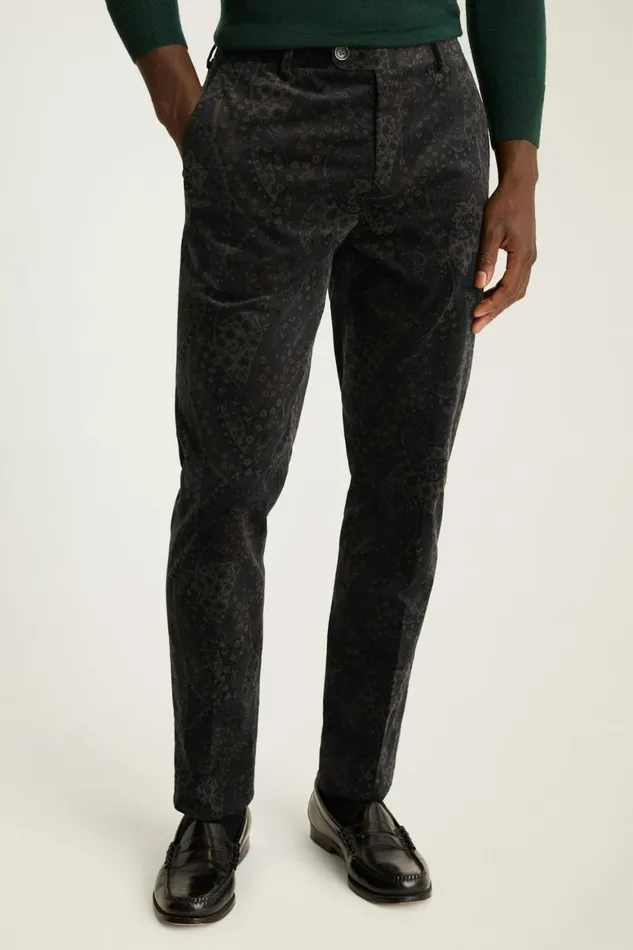 Men Velvet Trousers Navy Paisley Bonobos Dress Pants