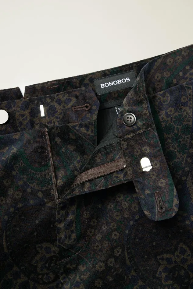 Men Velvet Trousers Navy Paisley Bonobos Dress Pants