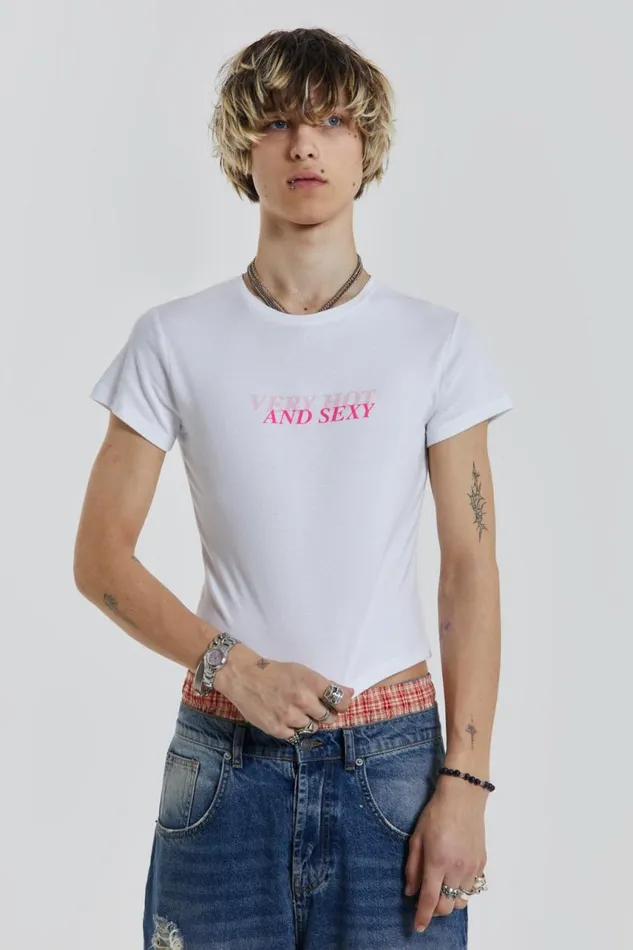 Men Very Hot White Shrunken Tshirt Jaded London TShirts and Vests