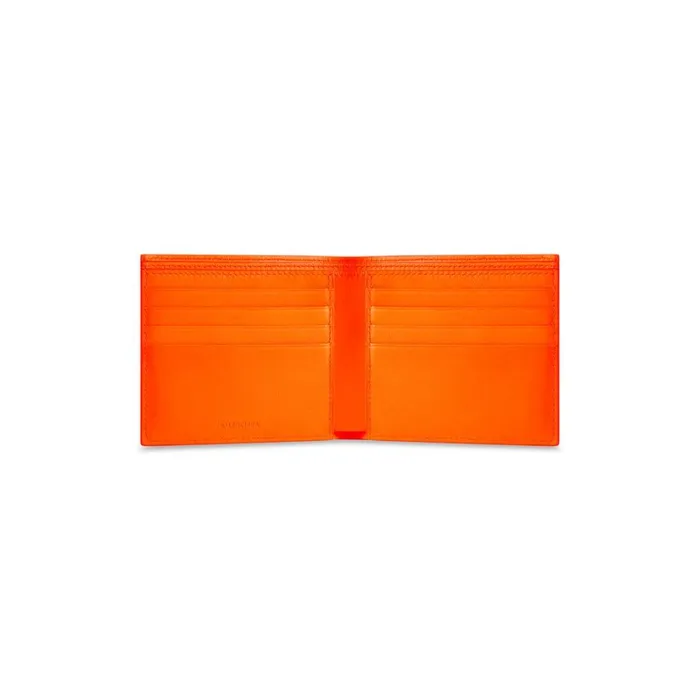 Men Wallets Balenciaga Cash Square Folded Wallet In Fluo Orange