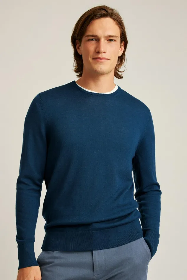 Men Washable Merino Crew Neck Sweater Navy Bonobos Crew and VNeck Sweaters