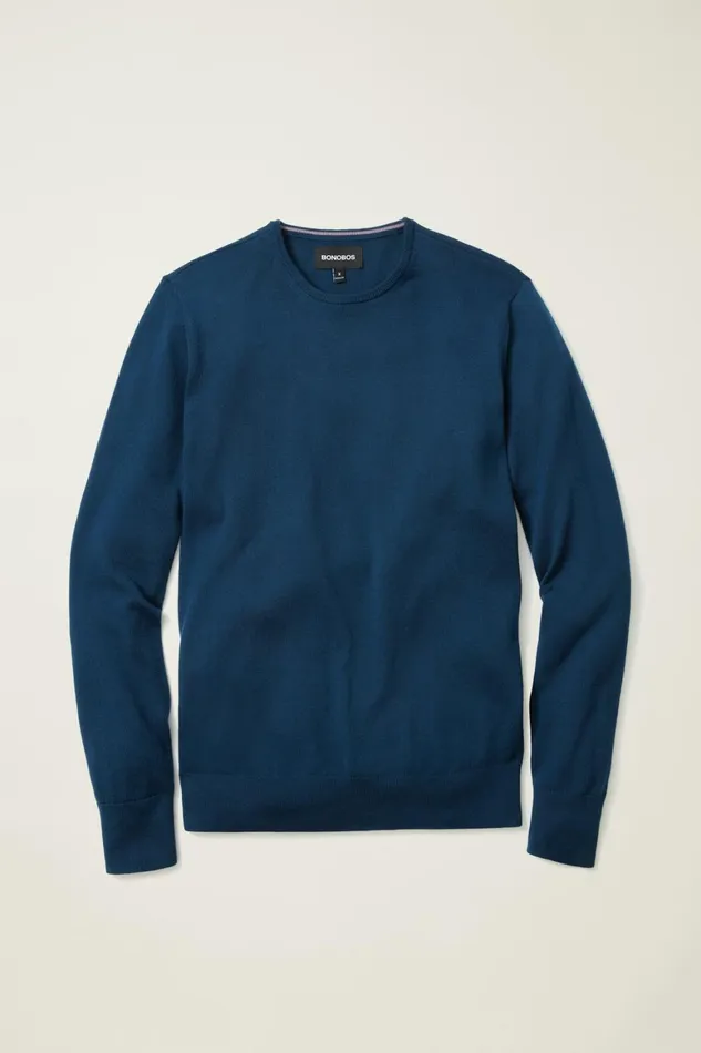 Men Washable Merino Crew Neck Sweater Navy Bonobos Crew and VNeck Sweaters