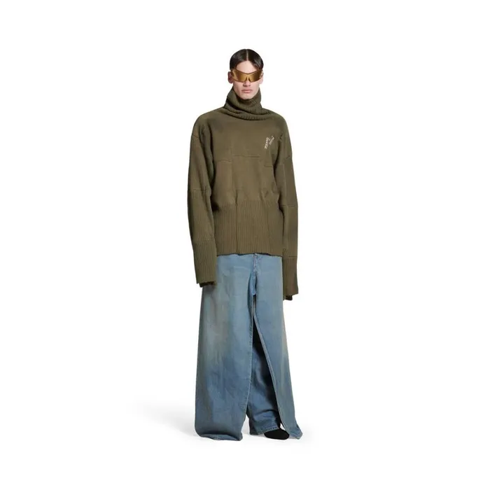 MenWomen Knitwear Balenciaga Balenciaga Upcycled Socks Sweater In Dark Green