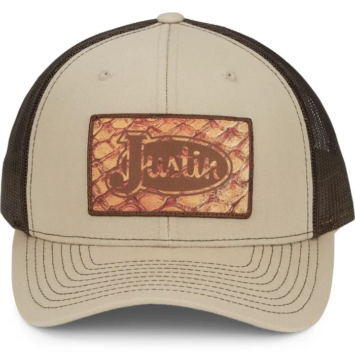 MENWOMEN Pirarucu Print Patch Tan Justin Boots Hats and Caps