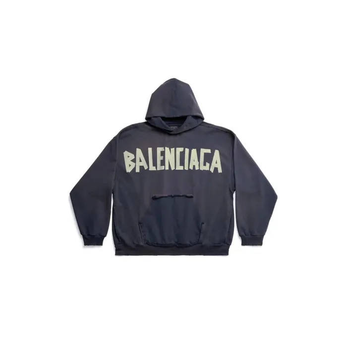 MenWomen Sweatshirts and Hoodies Balenciaga Tape Type Ripped Pocket Hoodie Large Fit In Navy Blue MenWomen Sweatshirts and Hoodies Balenciaga Tape Type Ripped Pocket Hoodie Large Fit In Navy Blue