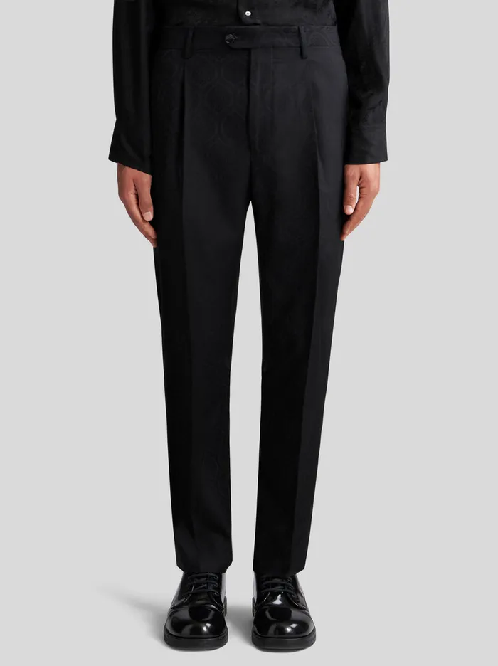 Men Wool And Cotton Jacquard Trousers Etro Trousers