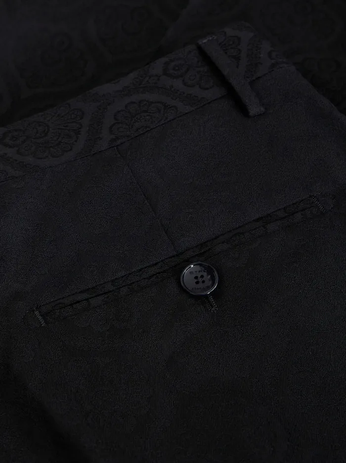 Men Wool And Cotton Jacquard Trousers Etro Trousers