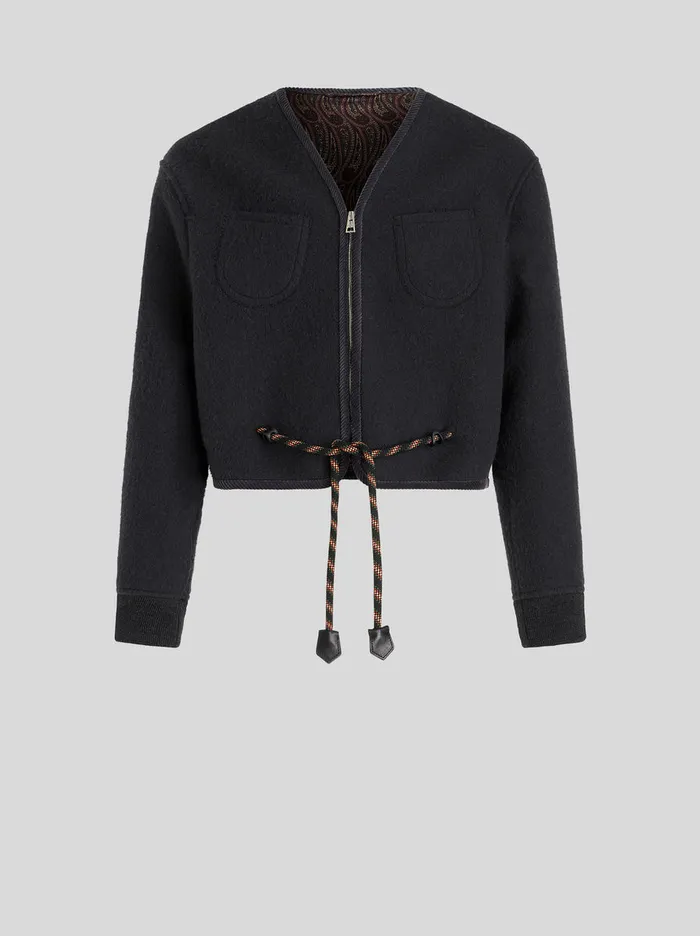 Men Wool Cloth Jacket With Drawstring Etro Coats And Outerwear