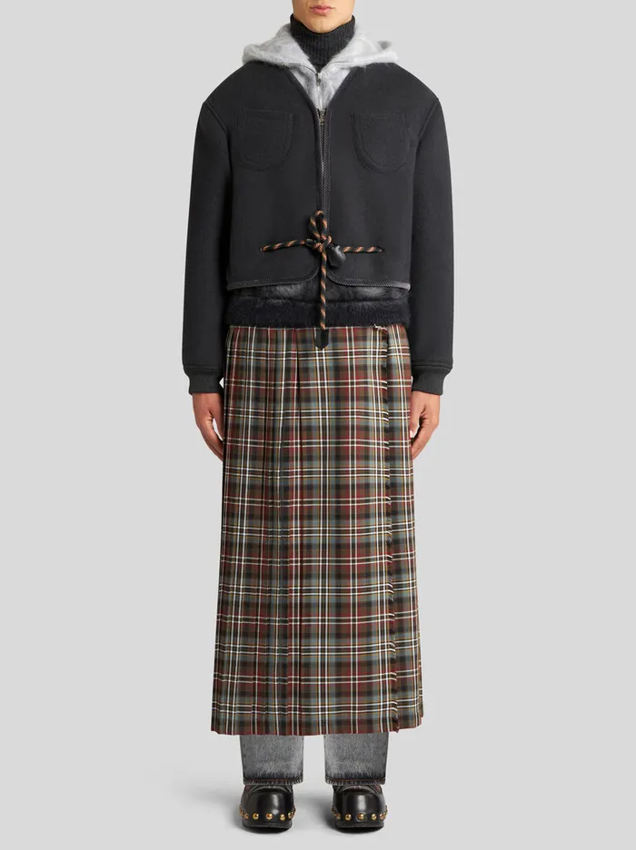 Men Wool Cloth Jacket With Drawstring Etro Coats And Outerwear
