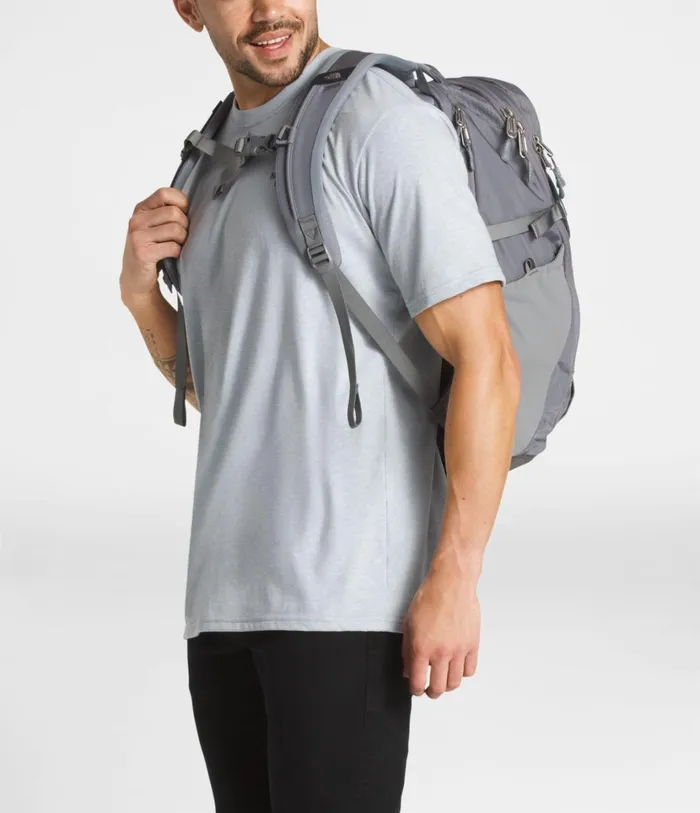 Mens Router Transit Backpack Tnf Medium Grey Heatherzinc Grey The North Face Backpacks