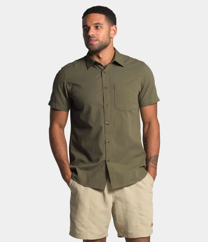 Mens Short Sleeve Baytrail Pattern Shirt Burnt Olive Green The North Face Shirts and Polos Mens Short Sleeve Baytrail Pattern Shirt Burnt Olive Green The North Face Shirts and Polos