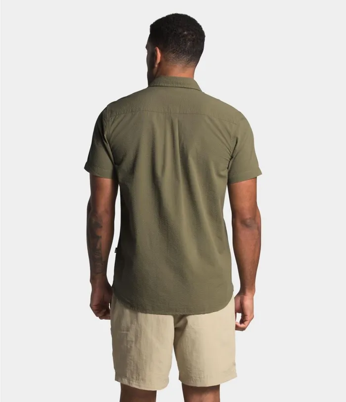 Mens Short Sleeve Baytrail Pattern Shirt Burnt Olive Green The North Face Shirts and Polos