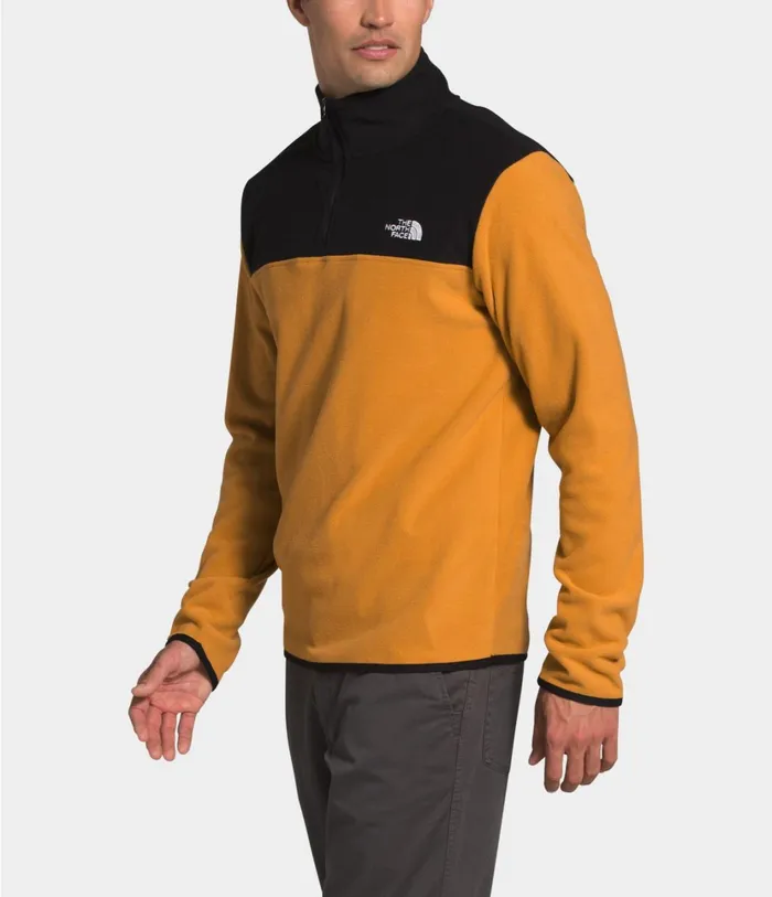 Mens TKA Glacier Zip Pullover Citrine Yellowtnf Black The North Face Fleece