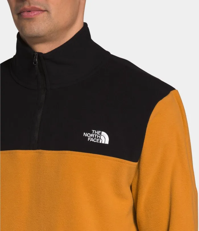 Mens TKA Glacier Zip Pullover Citrine Yellowtnf Black The North Face Fleece