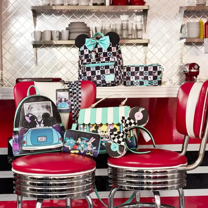 Mickey and Minnie Date Night Diner Checkered AllOver Print Nylon Zipper Pouch Wristlet Unisex Loungefly Bags and Wallets Mickey and Minnie Date Night Diner Checkered AllOver Print Nylon Zipper Pouch Wristlet Unisex Loungefly Bags and Wallets