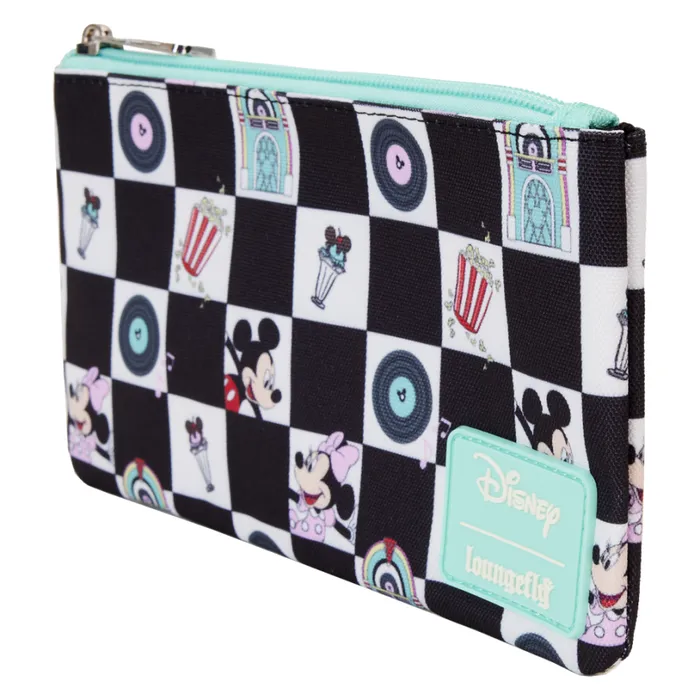 Mickey and Minnie Date Night Diner Checkered AllOver Print Nylon Zipper Pouch Wristlet Unisex Loungefly Bags and Wallets Mickey and Minnie Date Night Diner Checkered AllOver Print Nylon Zipper Pouch Wristlet Unisex Loungefly Bags and Wallets