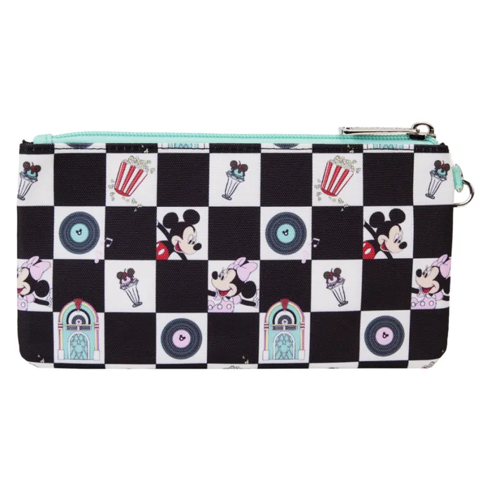 Mickey and Minnie Date Night Diner Checkered AllOver Print Nylon Zipper Pouch Wristlet Unisex Loungefly Bags and Wallets Mickey and Minnie Date Night Diner Checkered AllOver Print Nylon Zipper Pouch Wristlet Unisex Loungefly Bags and Wallets