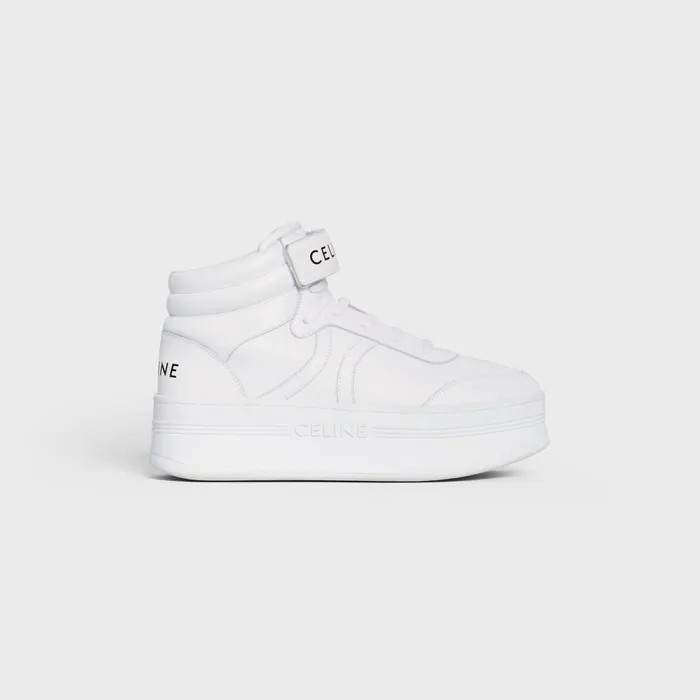 Mid Block Sneakers With Velcro And Wedge In Calfskin Optic White Women CELINE SNEAKERS