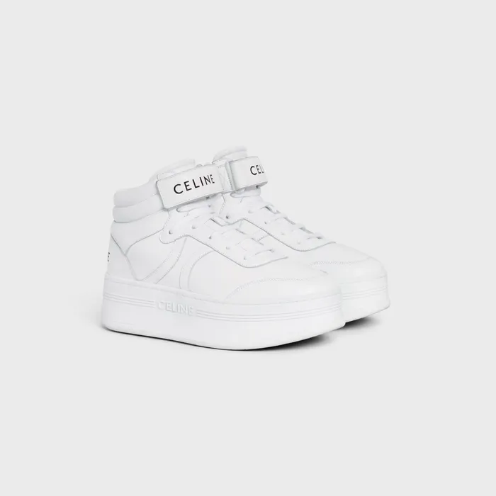 Mid Block Sneakers With Velcro And Wedge In Calfskin Optic White Women CELINE SNEAKERS