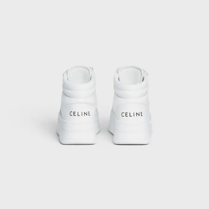 Mid Block Sneakers With Velcro And Wedge In Calfskin Optic White Women CELINE SNEAKERS