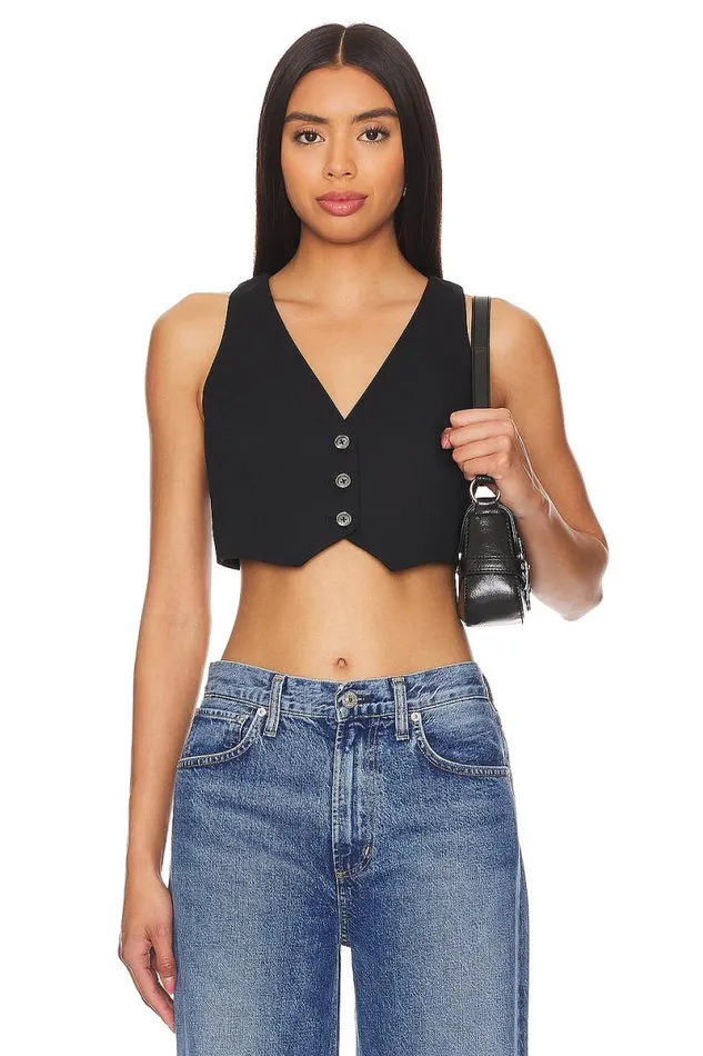 Miley Crop Vest Black Women Lovers and Friends Tops