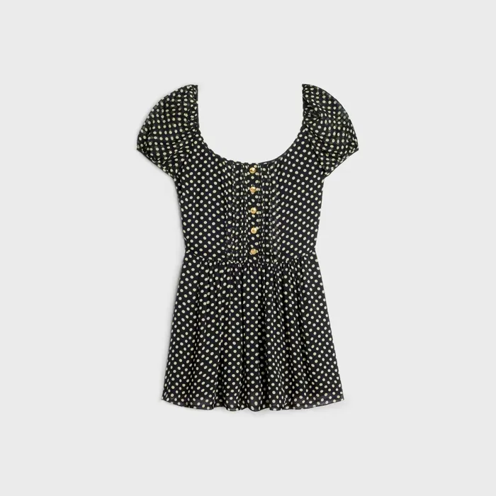 Mini Dress In Silk Georgette Black Vanilla Women CELINE DRESSES AND SKIRTS