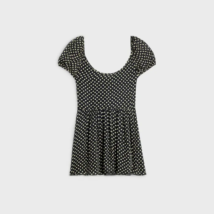Mini Dress In Silk Georgette Black Vanilla Women CELINE DRESSES AND SKIRTS