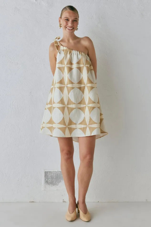 Mini Dresses Women VRG GRL Slow Living Linen Mini Dress Scope