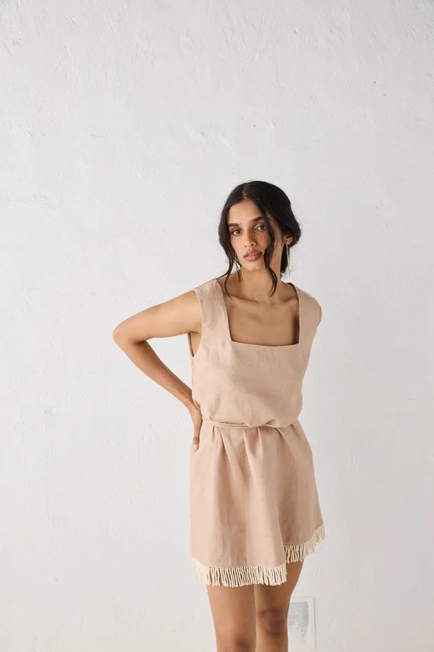 Mini Dresses Women VRG GRL Verve Linen Mini Dress Blush Mini Dresses Women VRG GRL Verve Linen Mini Dress Blush