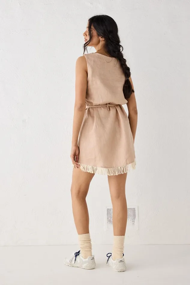 Mini Dresses Women VRG GRL Verve Linen Mini Dress Blush Mini Dresses Women VRG GRL Verve Linen Mini Dress Blush
