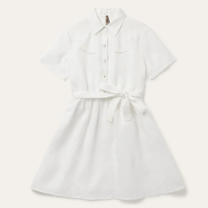 Mini Women Stetson White Linen Shirt Dress White