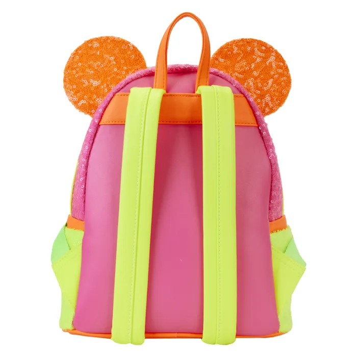 Minnie Mouse Exclusive Color Block Neon Sequin Mini Backpack Unisex Loungefly Backpacks Minnie Mouse Exclusive Color Block Neon Sequin Mini Backpack Unisex Loungefly Backpacks