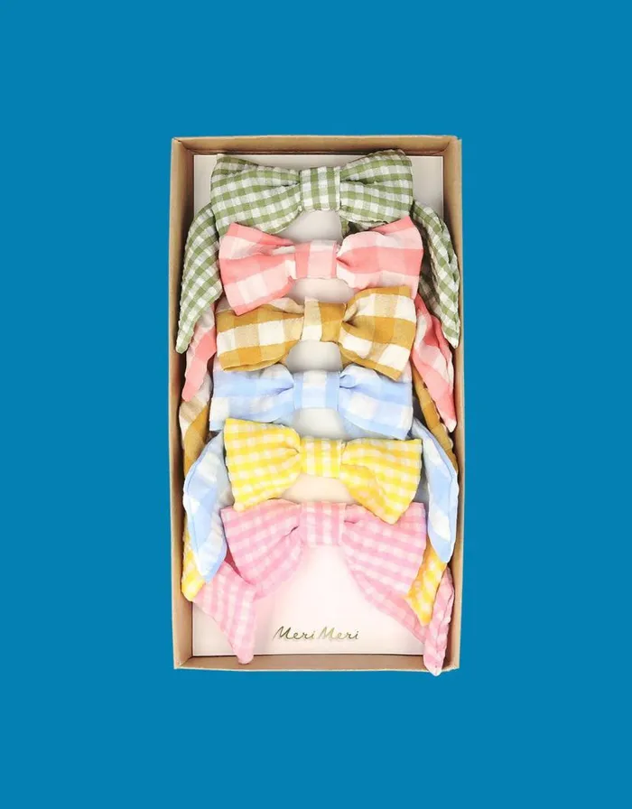 Monsoon 6Pack Meri Meri Gingham Hair Bows Children Girls039 Hair Accessories