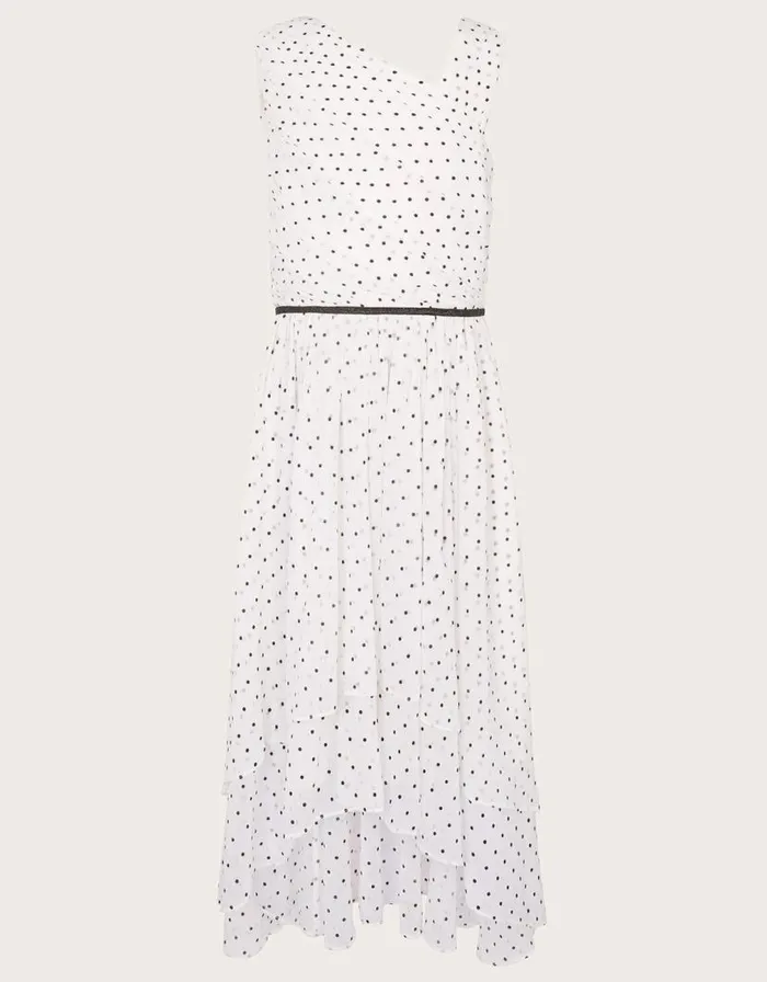 Monsoon Abigail Polka Dot Prom Dress Ivory Children Partywear