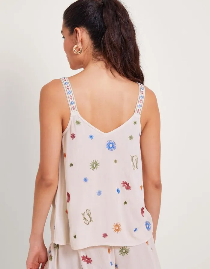 Monsoon Arti Embroidered Cami Ivory Women Tops and Blouses Monsoon Arti Embroidered Cami Ivory Women Tops and Blouses